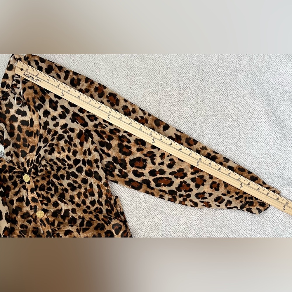 ZARA Shirt Top Blouse | Leopard Animal Print 🐆✨ Semi-Sheer | Size: XS - Picture 15 of 16